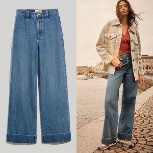 Madewell women’s The Perfect Vintage Wide-Leg Jean Traymore Wash size 32 cuffed